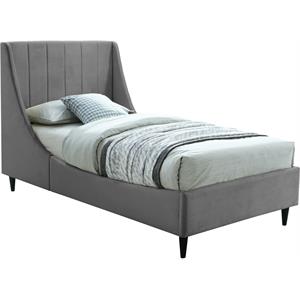 Meridian Furniture Eva Gray Velvet Upholstered Twin Bed
