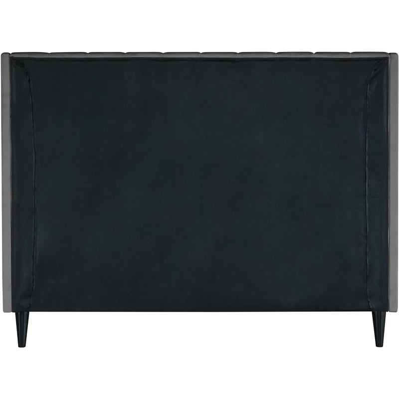 Meridian Furniture Eva Gray Velvet Upholstered Queen Bed