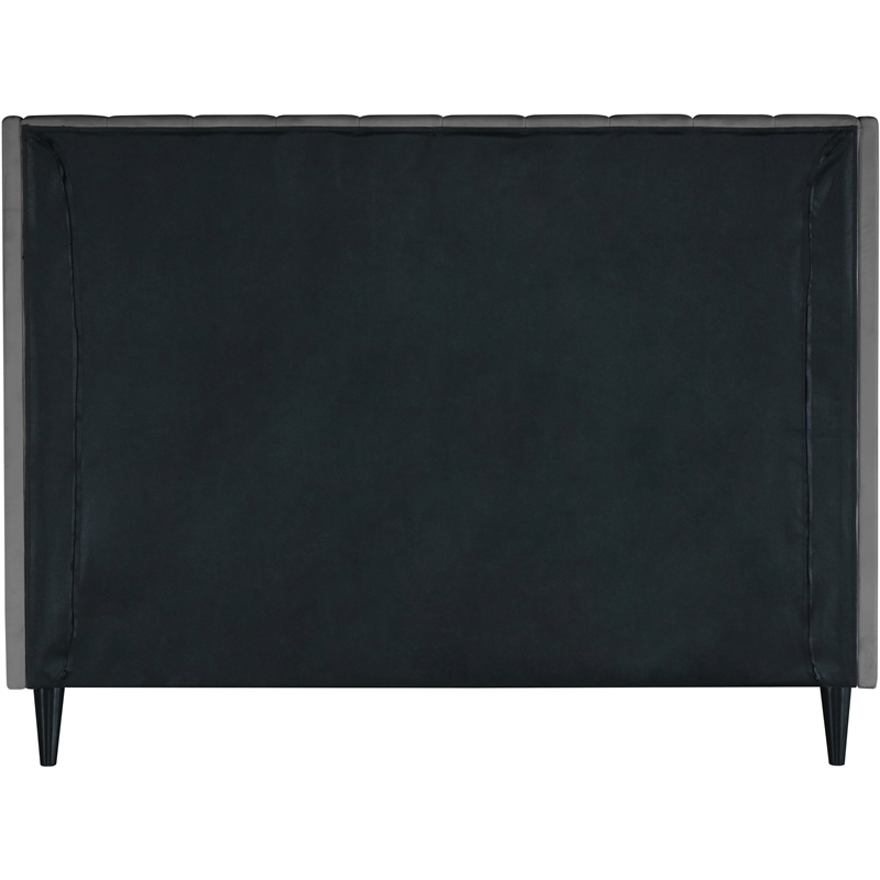 Meridian Furniture Eva Gray Velvet Upholstered King Bed