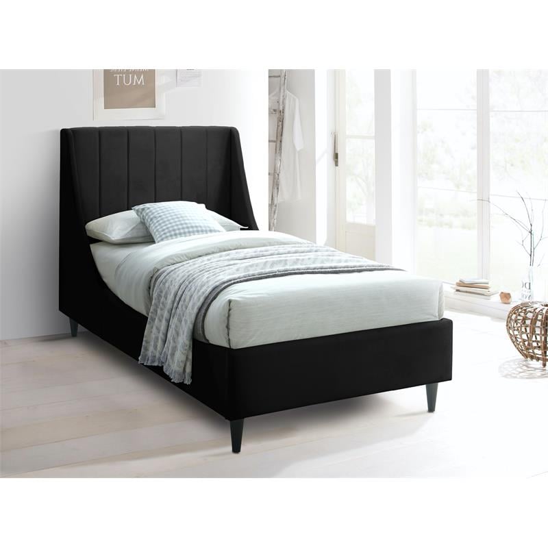 Meridian Furniture Eva Black Velvet Upholstered Twin Bed