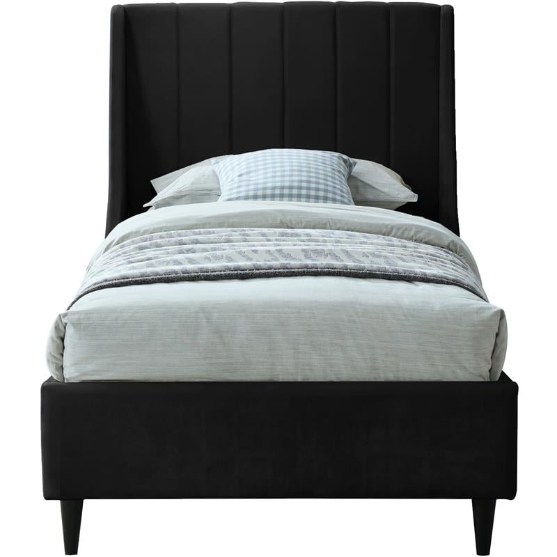 Meridian Furniture Eva Black Velvet Upholstered Twin Bed