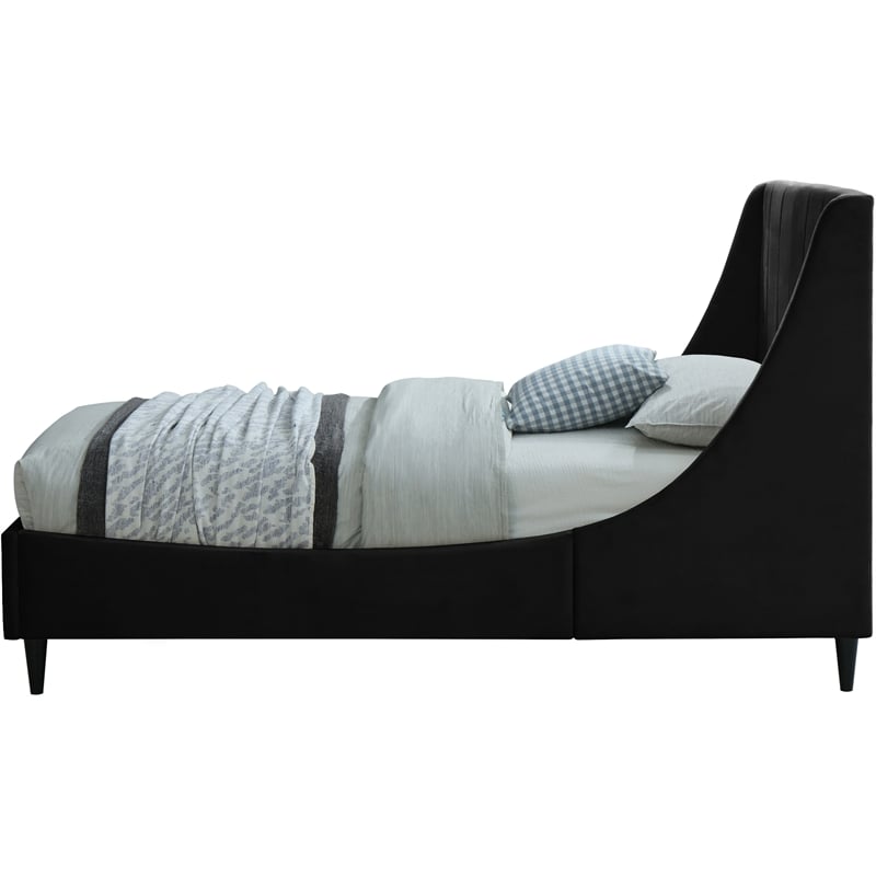 Meridian Furniture Eva Black Velvet Upholstered Twin Bed