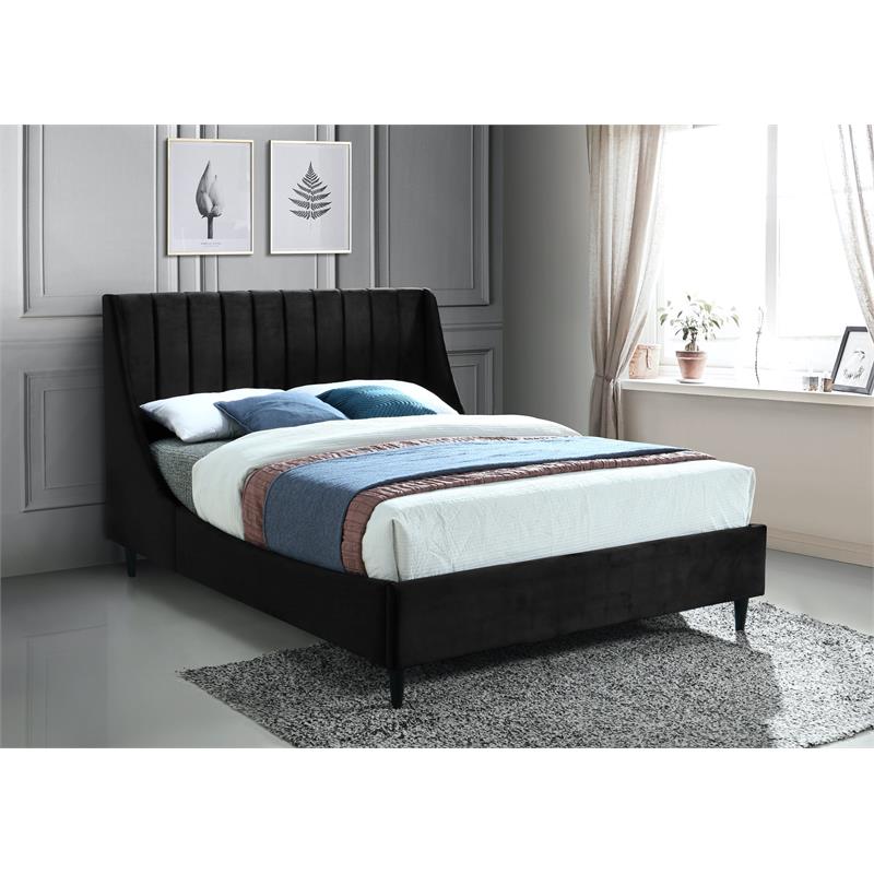Meridian Furniture Eva Black Velvet Upholstered Queen Bed