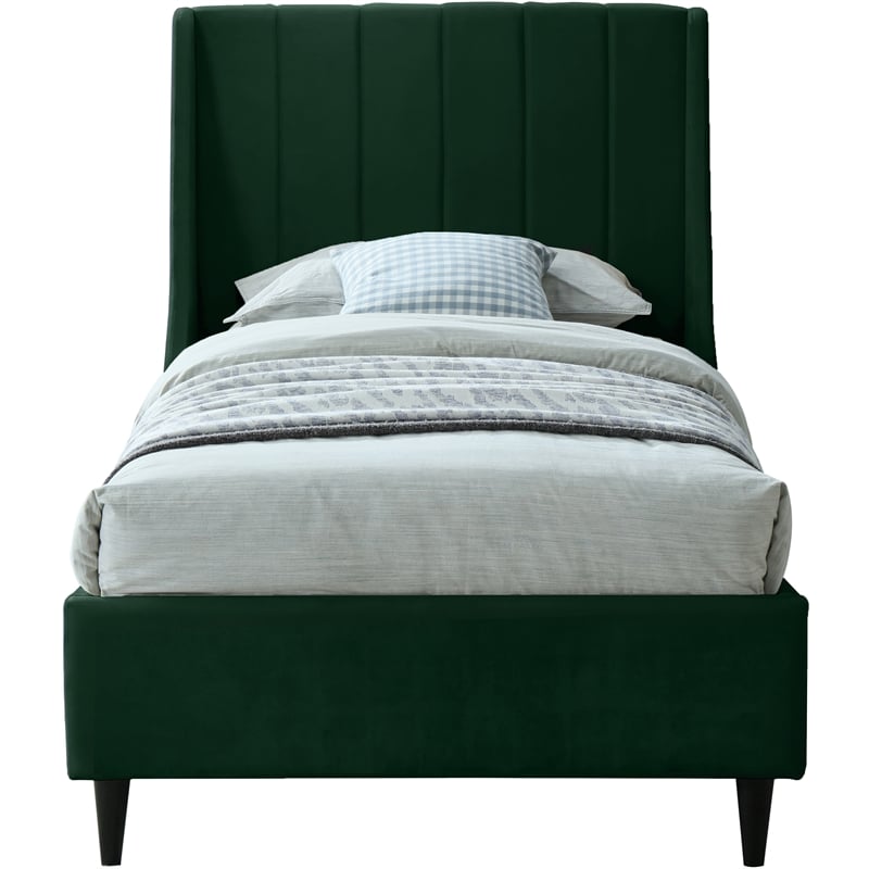 Meridian Furniture Eva Green Velvet Upholstered Twin Bed