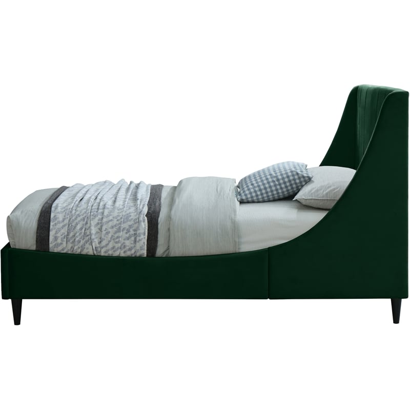 Meridian Furniture Eva Green Velvet Upholstered Twin Bed