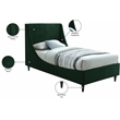 Meridian Furniture Eva Green Velvet Upholstered Twin Bed