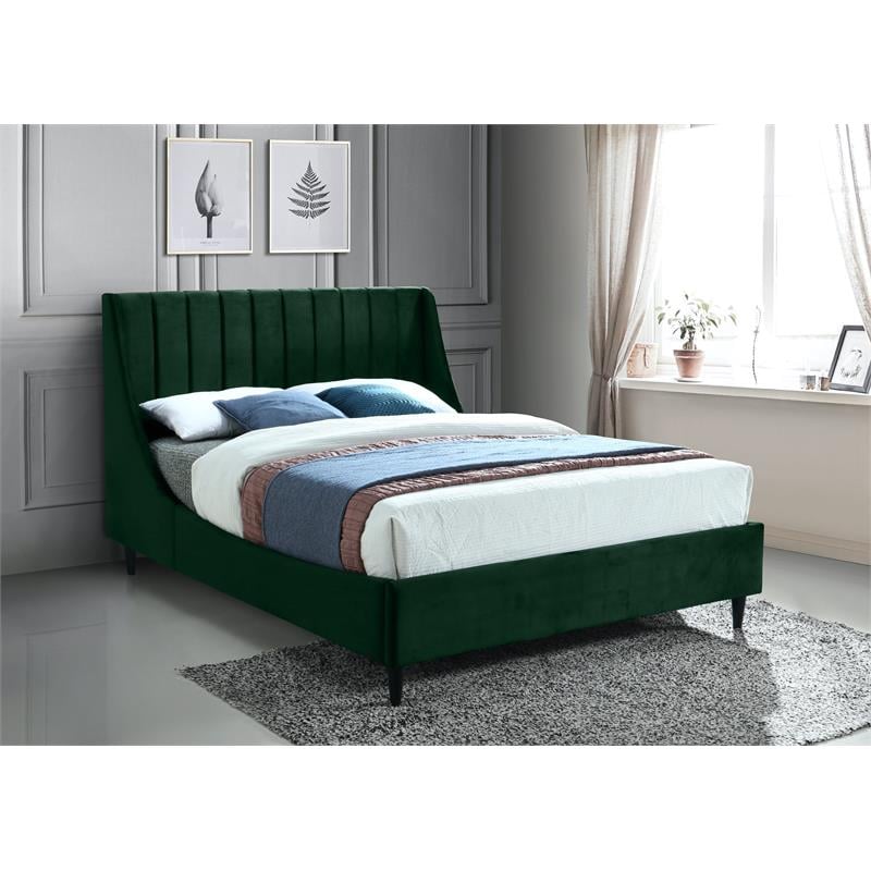Meridian Furniture Eva Green Velvet Upholstered Full Bed