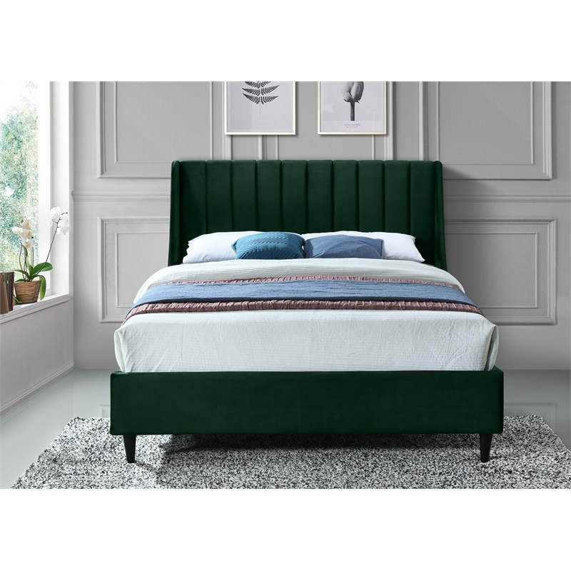 Meridian Furniture Eva Green Velvet Upholstered Full Bed