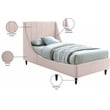 Meridian Furniture Eva Pink Velvet Upholstered Twin Bed