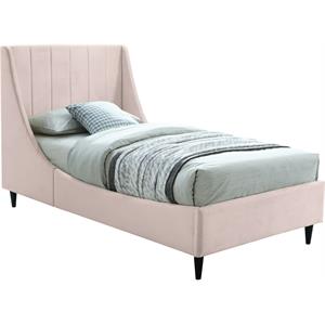 Meridian Furniture Eva Pink Velvet Upholstered Twin Bed