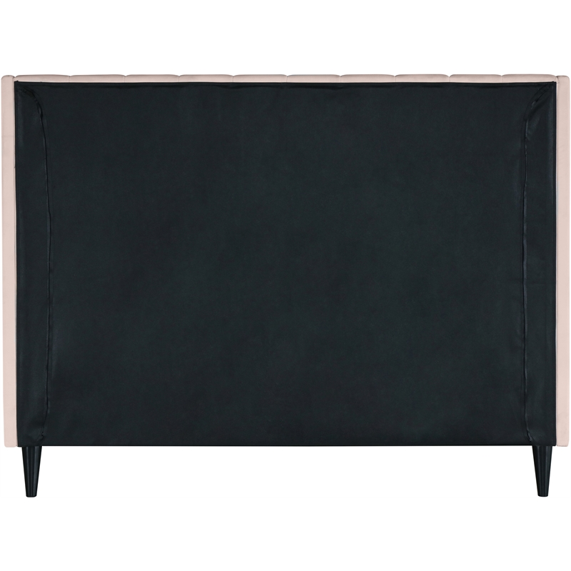 Meridian Furniture Eva Pink Velvet Upholstered Queen Bed