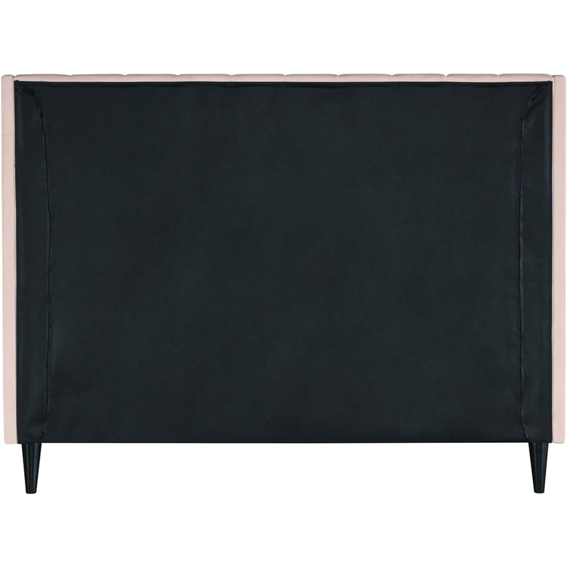 Meridian Furniture Eva Pink Velvet Upholstered King Bed