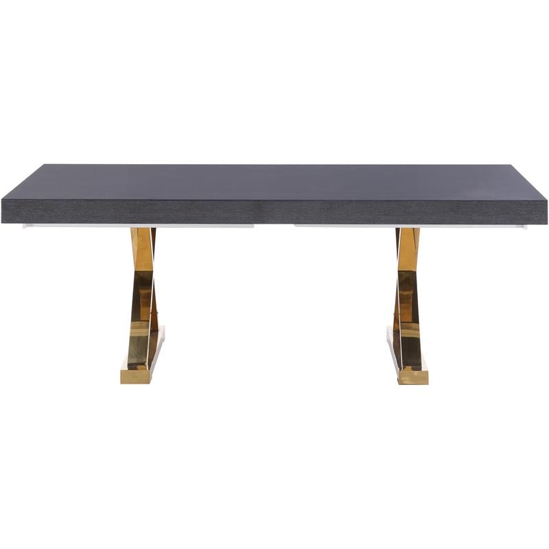 Meridian Furniture Excel Oak Veneer Extendable Dining Table in Gray Lacquer/Gold