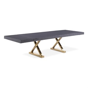 Meridian Furniture Excel Oak Veneer Extendable Dining Table in Gray Lacquer/Gold