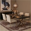 Meridian Furniture Excel Oak Veneer Extendable Dining Table in Gray Lacquer/Gold