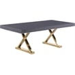 Meridian Furniture Excel Oak Veneer Extendable Dining Table in Gray Lacquer/Gold