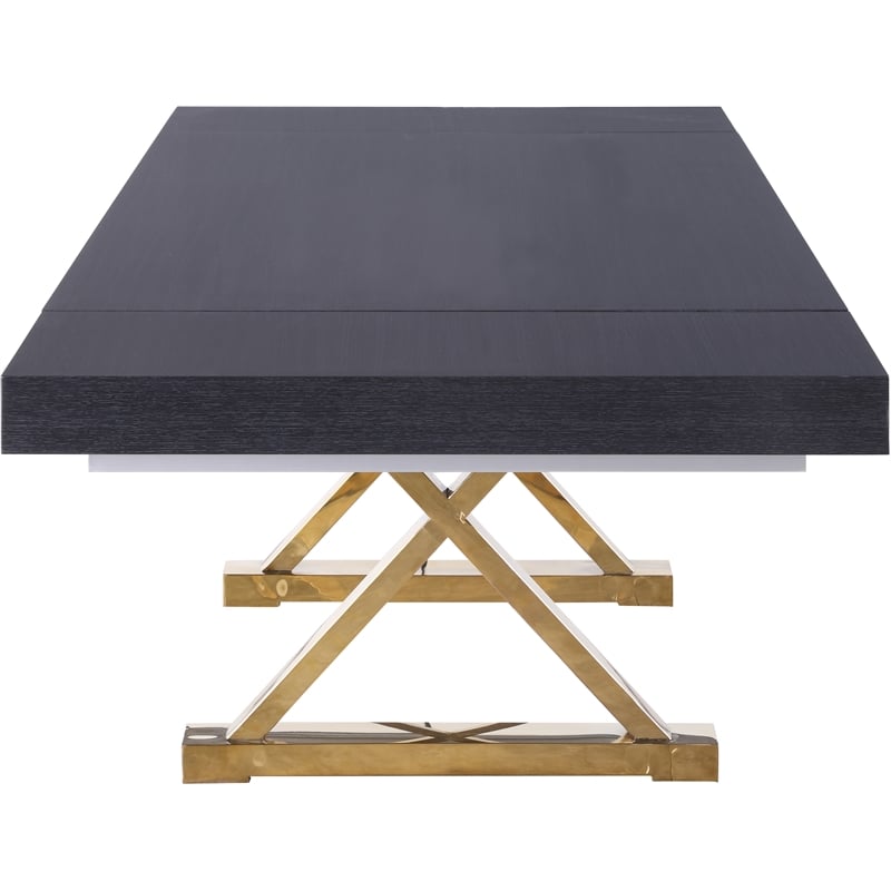 Meridian Furniture Excel Oak Veneer Extendable Dining Table in Gray Lacquer/Gold