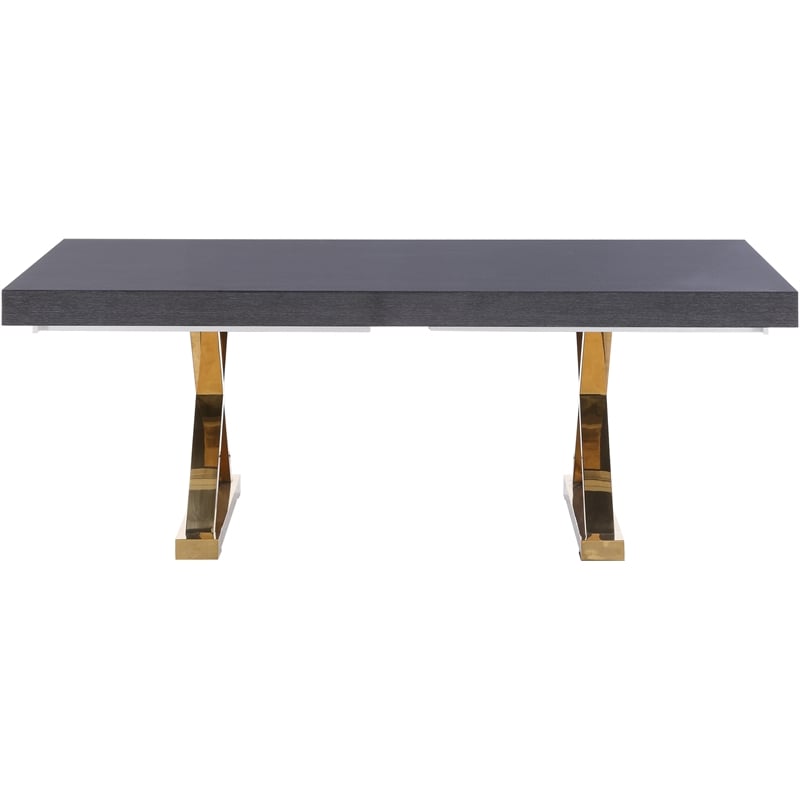 Meridian Furniture Excel Oak Veneer Extendable Dining Table in Gray Lacquer/Gold