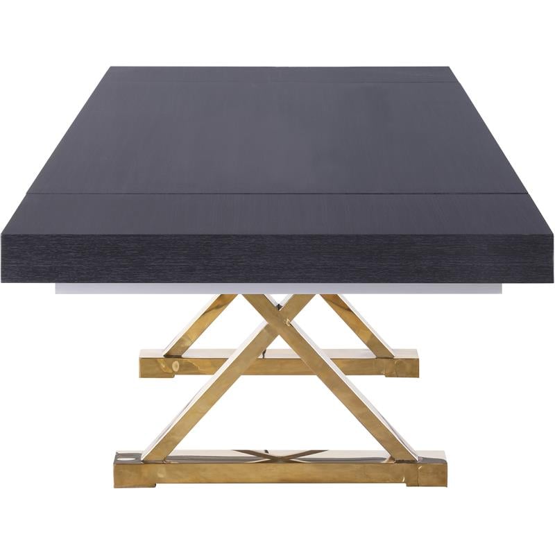 Meridian Furniture Excel Oak Veneer Extendable Dining Table in Gray Lacquer/Gold