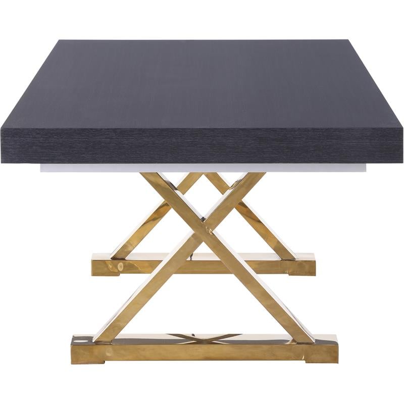 Meridian Furniture Excel Oak Veneer Extendable Dining Table in Gray Lacquer/Gold