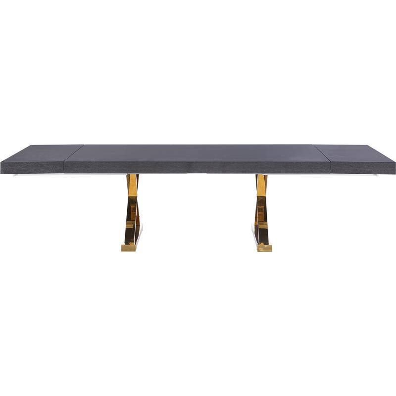 Meridian Furniture Excel Oak Veneer Extendable Dining Table in Gray Lacquer/Gold