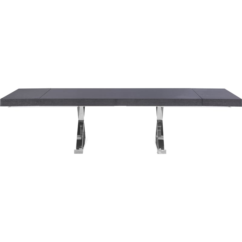Meridian Furniture Excel Gray Oak Lacquer Top Extendable 2 Leaf Dining Table