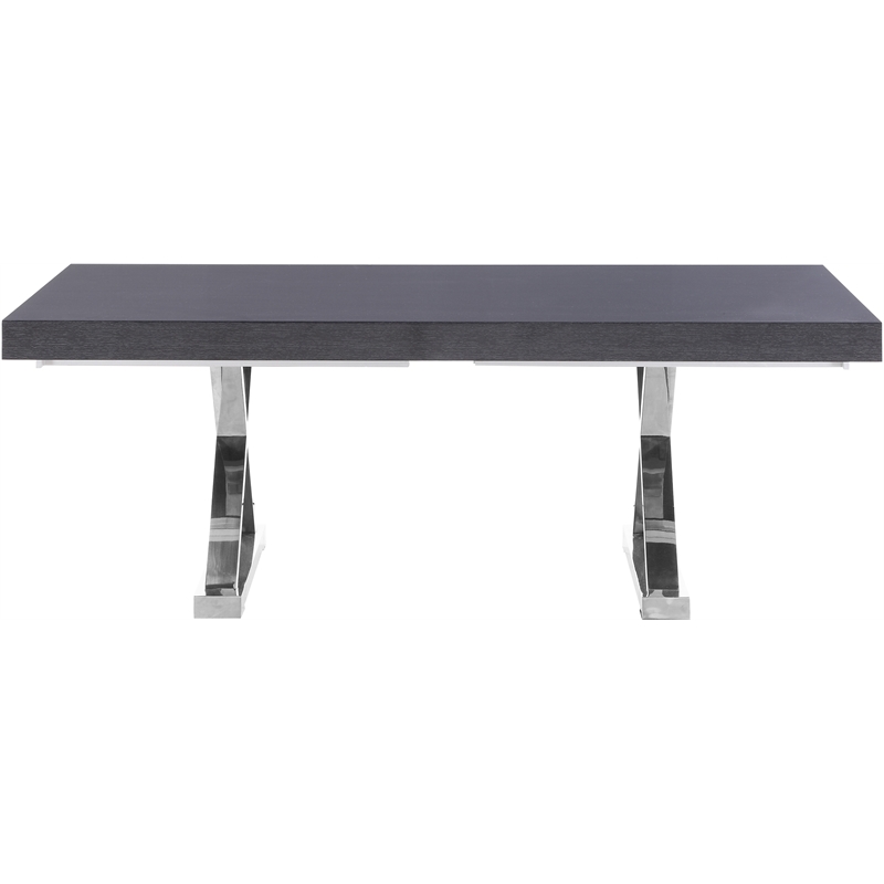 Meridian Furniture Excel Gray Oak Lacquer Top Extendable 2 Leaf Dining Table