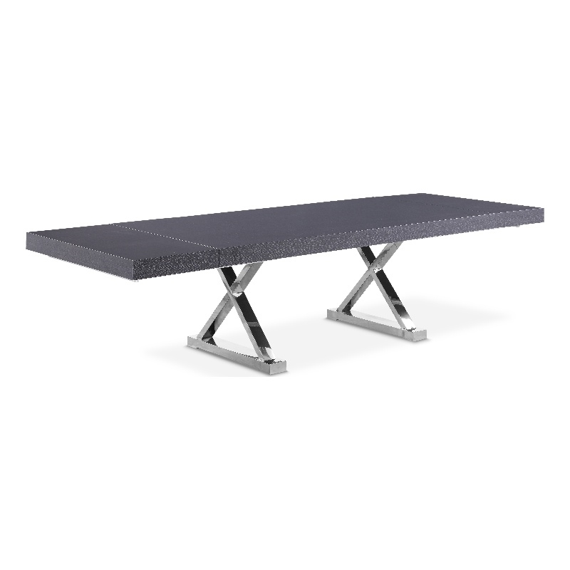 Meridian Furniture Excel Gray Oak Lacquer Top Extendable 2 Leaf Dining Table