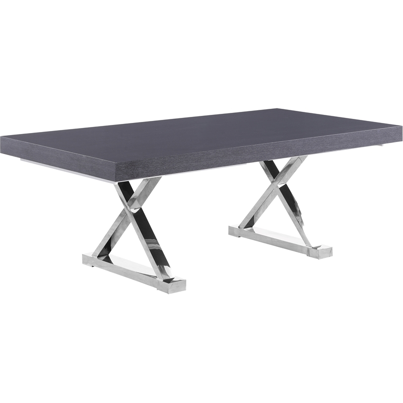 Meridian Furniture Excel Gray Oak Lacquer Top Extendable 2 Leaf Dining Table