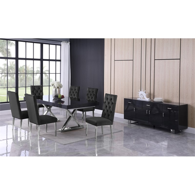 Meridian Furniture Excel Gray Oak Lacquer Top Extendable 2 Leaf Dining Table