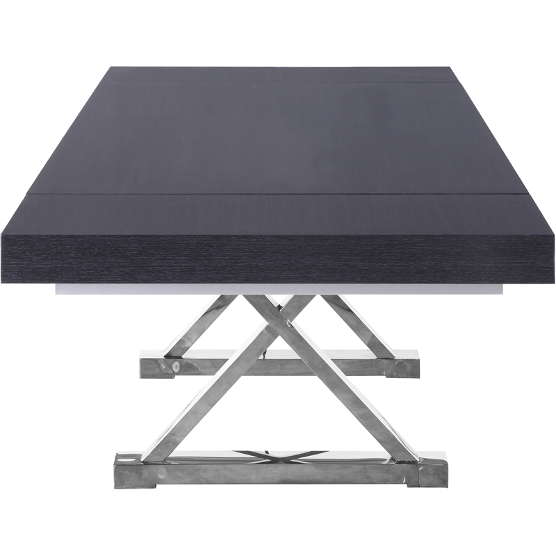 Meridian Furniture Excel Gray Oak Lacquer Top Extendable 2 Leaf Dining Table