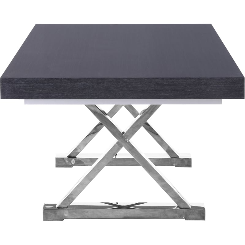 Meridian Furniture Excel Gray Oak Lacquer Top Extendable 2 Leaf Dining Table