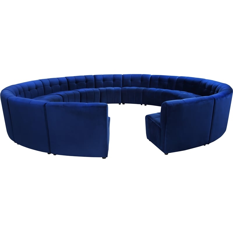 Meridian Furniture Limitless Navy Velvet Modular 15 Piece Sectional