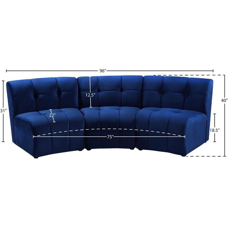 Meridian Furniture Limitless Navy Velvet Modular Sofa