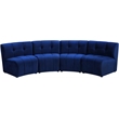 Meridian Furniture Limitless Navy Velvet Modular 4 Piece Sectional