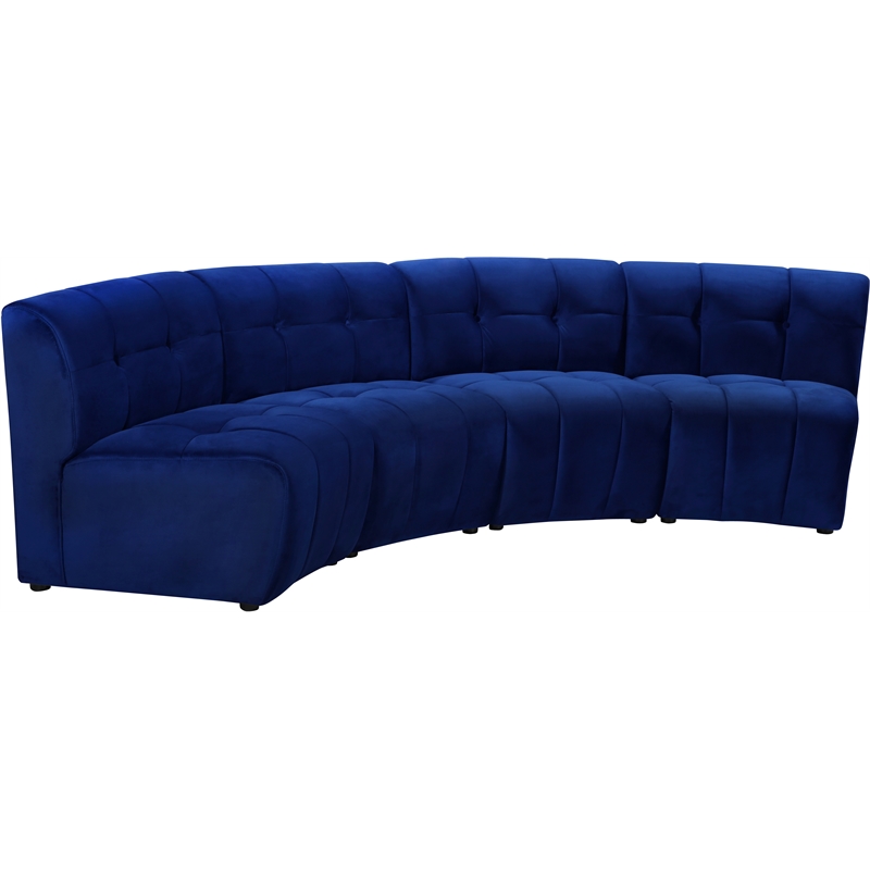 Meridian Furniture Limitless Navy Velvet Modular 4 Piece Sectional