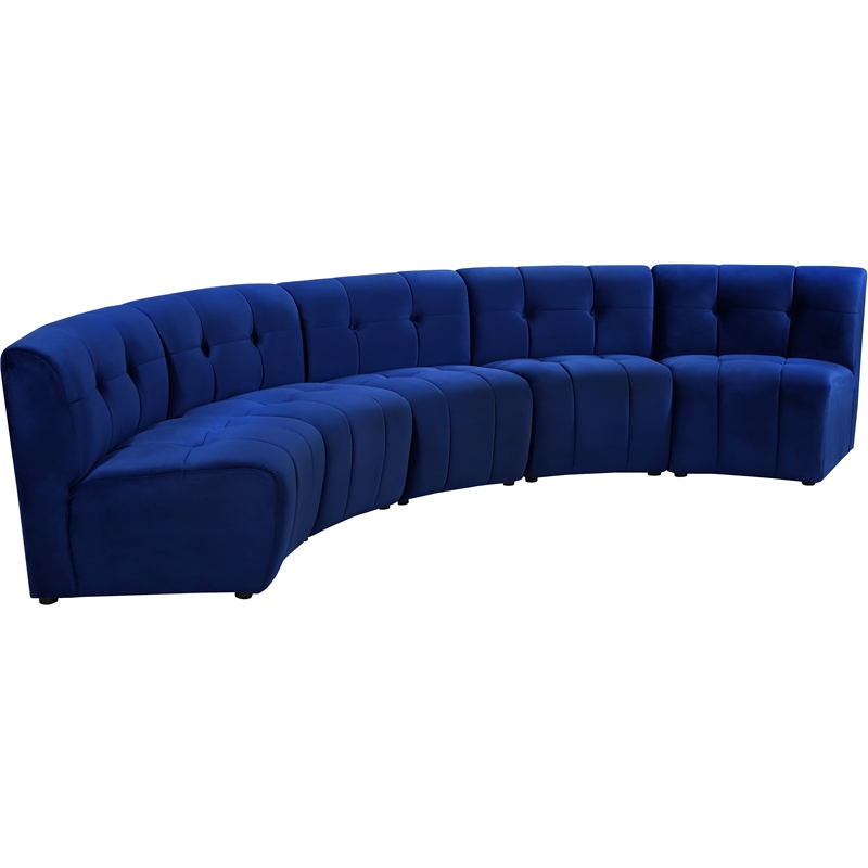 Meridian Furniture Limitless Navy Velvet Modular 5 Piece Sectional