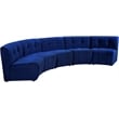 Meridian Furniture Limitless Navy Velvet Modular 5 Piece Sectional