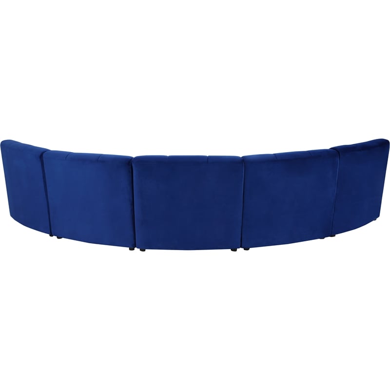 Meridian Furniture Limitless Navy Velvet Modular 5 Piece Sectional