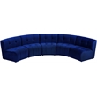 Meridian Furniture Limitless Navy Velvet Modular 5 Piece Sectional