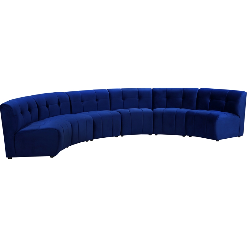 Meridian Furniture Limitless Navy Velvet Modular 6 Piece Sectional
