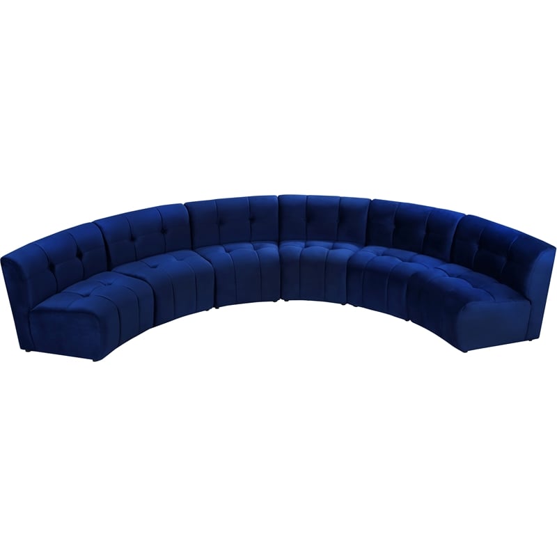Meridian Furniture Limitless Navy Velvet Modular 6 Piece Sectional
