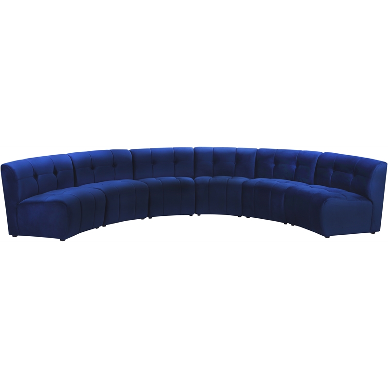 Meridian Furniture Limitless Navy Velvet Modular 6 Piece Sectional