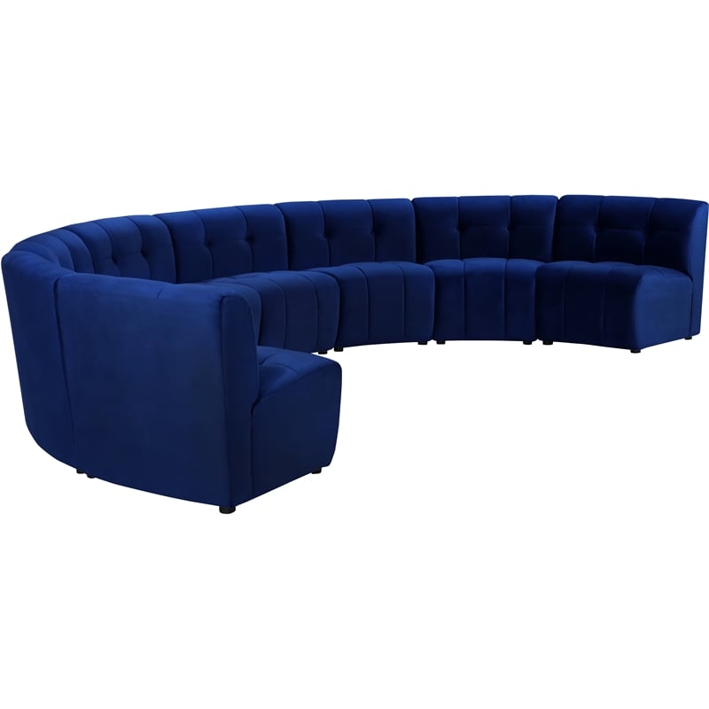 Meridian Furniture Limitless Navy Velvet Modular 8 Piece Sectional