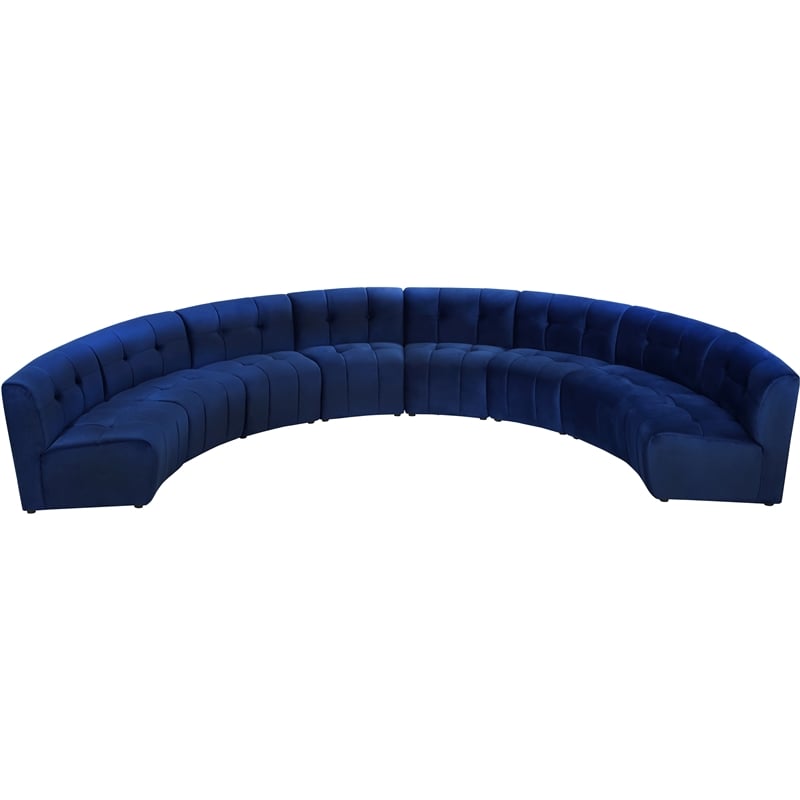 Meridian Furniture Limitless Navy Velvet Modular 8 Piece Sectional