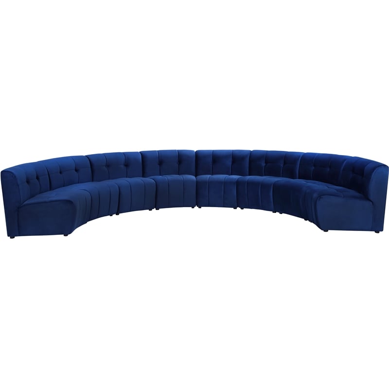 Meridian Furniture Limitless Navy Velvet Modular 8 Piece Sectional