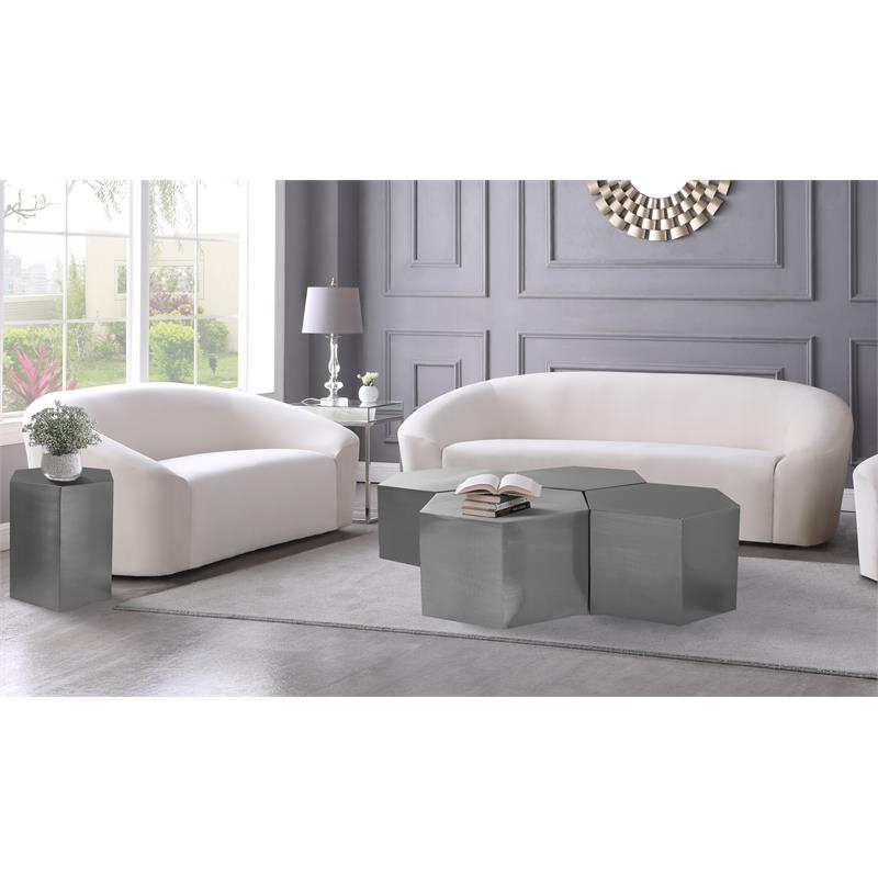 Meridian Furniture Hexagon Modular 4 Piece Coffee Table - Chrome Meridian Furniture Hexagon Modular 4 Piece Coffee Table - Chrome