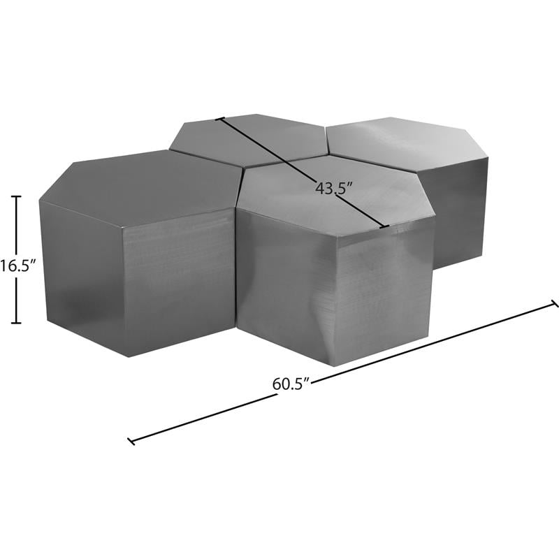Meridian Furniture Hexagon Modular 4 Piece Coffee Table - Chrome Meridian Furniture Hexagon Modular 4 Piece Coffee Table - Chrome