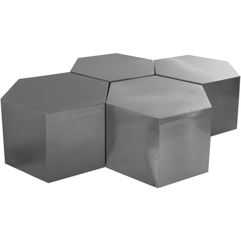 Meridian Furniture Hexagon Modular 4 Piece Coffee Table - Chrome Meridian Furniture Hexagon Modular 4 Piece Coffee Table - Chrome