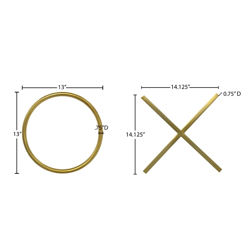 Meridian Furniture XOXO Gold Stainless Steel Contemporary Wall Decor